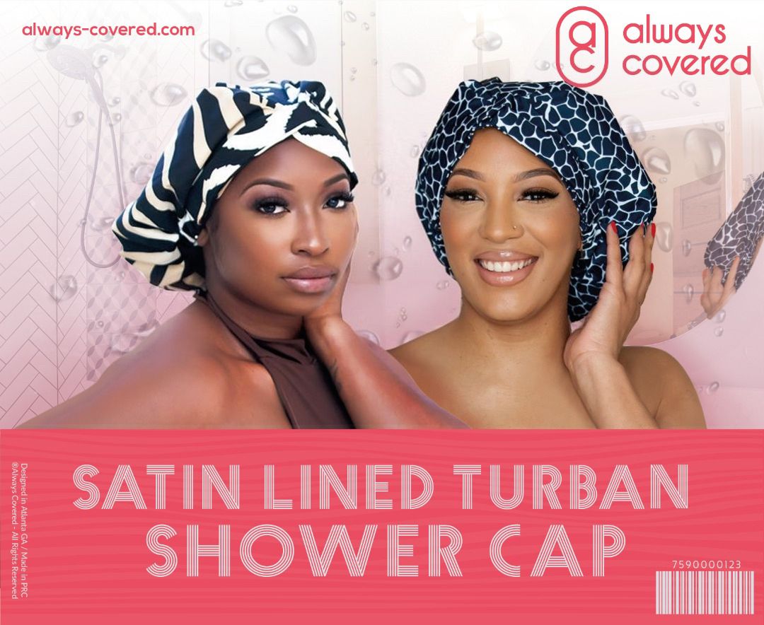 Satin Lined Turban Shower Cap