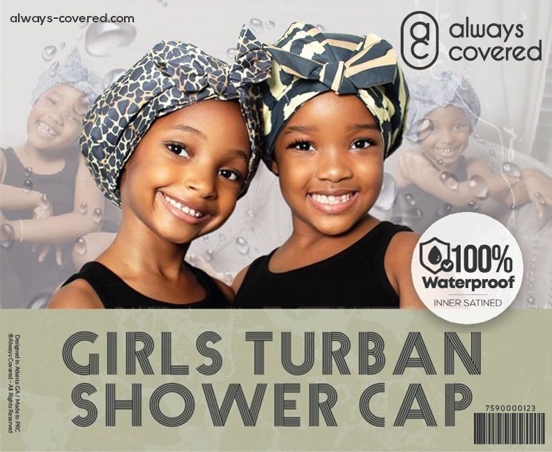 Girls Satin Lined Turban Shower Cap Collection